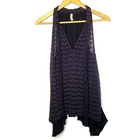 Free People Sheer Embroidered Mesh Tie Neck Top - Picture 3 of 7